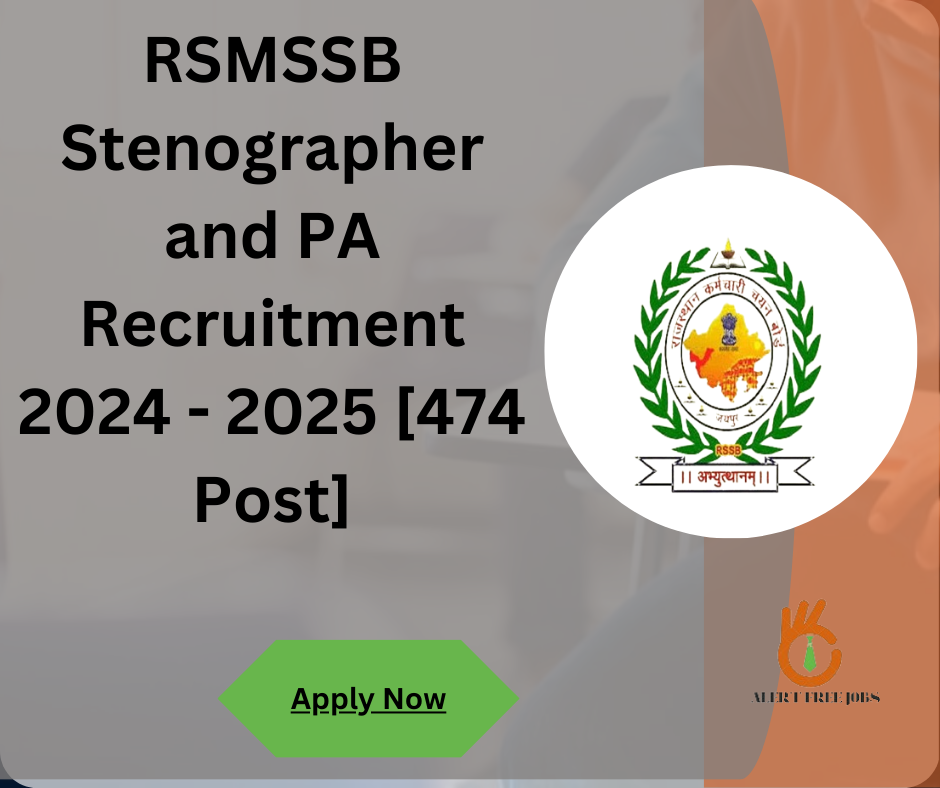 RSMSSB Stenographer and PA Recruitment 2024 - 2025 [474 Post]